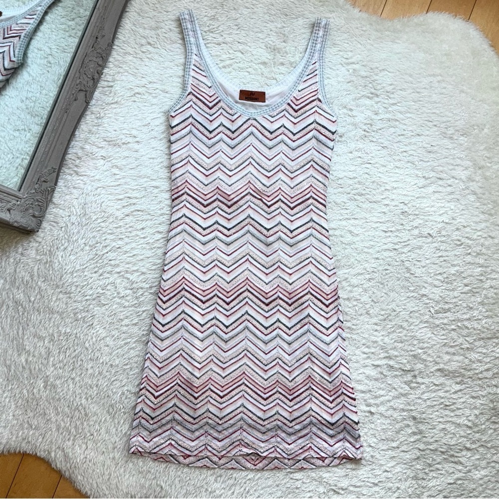 New Missoni Knit Chevron Sequin Mini Dress Tank 2025 Womens Small 40 - Picture 14 of 17